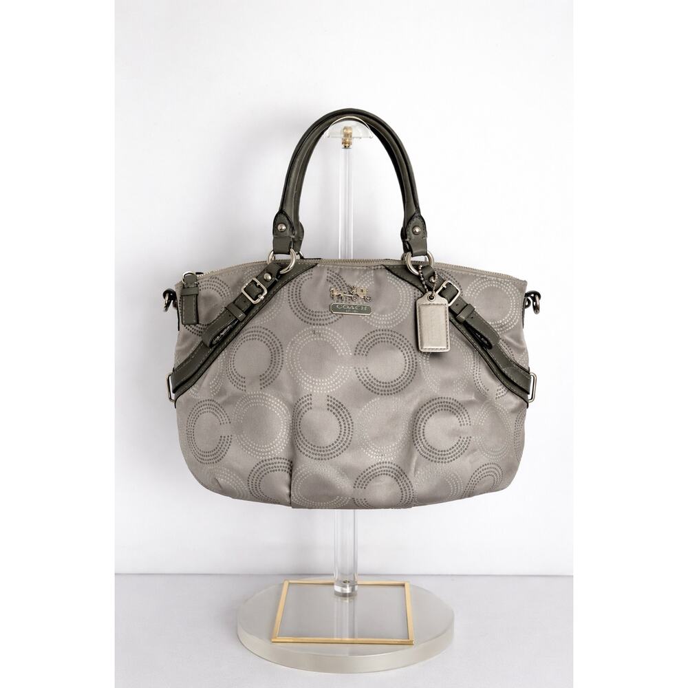 Coach Madison Dotted Op Art Sophia Satchel Silver Gray G1093-15935